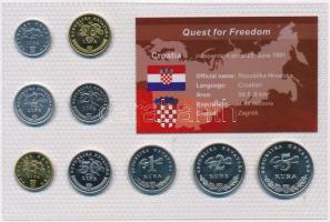 Horvátország 2001-2005. 1l-5K (9xklf) "Quest for Freedom" sorozat, forgalmi sor műanyag díszcsomagolásban T:BU Croatia 2001-2005. 1 Lipa - 5 Kuna (9xdiff) "Quest for Freedom" series, coin set in plastic case C:BU