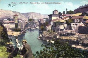 Mostar, Römerbrücke mit Radobolja-Mündung / bridge