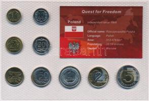 Lengyelország 1995-2007. 1gr-5Zl (9xklf) "Quest for Freedom" sorozat, forgalmi sor műanyag díszcsomagolásban T:BU Poland 1995-2007. 1 Grosz - 5 Zlotych (9xdiff) "Quest for Freedom" series, coin set in plastic case C:BU