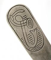 Ezüst(Ag) levélbontó, jelzett, gravírozott, h: 14 cm, nettó: 15 g / Silver letter opener 15 g