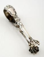 Ezüst(Ag) madárkarmos cukorcsipesz, jelzett, h: 11,8 cm, nettó: 20,4 g