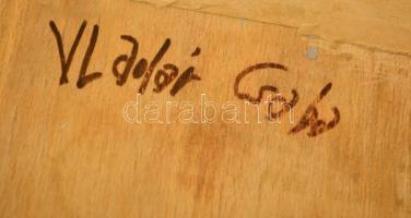 Vladár Csaba (1962-): Krisztus töviskoronával. Olaj, fatábla, jelzett, keretben, 29×19 cm