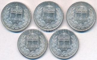 1912KB 1K Ag "Ferenc József" (5x) T:1-
Adamo K5.1