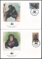 WWF: Chimpanzees set on 4 FDC, WWF: Csimpánzok sor 4 db FDC-n