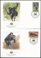 WWF: Csimpánzok sor 4 db FDC-n WWF: Chimpanzees set on 4 FDC