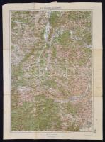 1915 Kolozsvár (és környéke) katonai térkép, A. M. Kir. Állami Térképészet, 1:200.000 jó állapotban 62x47cm