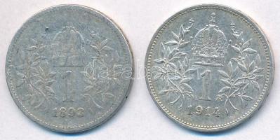 Ausztria 1893-1914. 1K Ag "Ferenc József" (2x) T:2,2-,3
Austria 1893-1914. 1 Corona Ag &q...