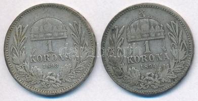 1893KB-1894KB 1K Ag "Ferenc József" (2x) T:2-,3
Adamo K5.1