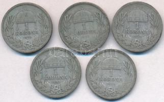 1893KB 1K Ag "Ferenc József" (5x) T:2-,3
Adamo K5.1