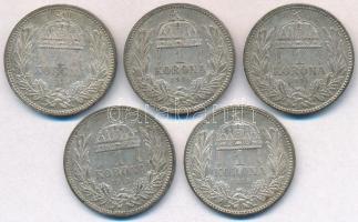 1915KB 1K Ag "Ferenc József" (5x) T:1-,2 ph.
Adamo K5.1