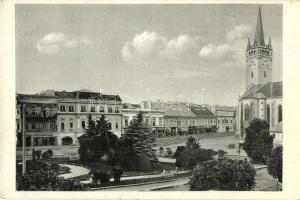 Eperjes, Presov; Masaryková ulica / Masaryk utca, Viktor Tauth üzlete, Lichtig / street view, shops, church