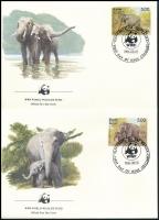WWF: Elefántok sor 4 db FDC-n, WWF: Elephants set on 4 FDC