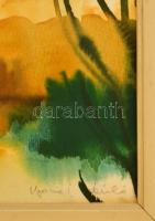 Ugocsai László (1944-): Tóparti fák. Akvarell, papír, jelzett, keretben, 28×39 cm