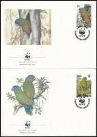 WWF: Papagáj sor 4 db FDC-n WWF: Parrot set on 4 FDC