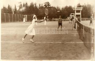 Ótátrafüred, Stary Smokovec, Alt-Schmecks; teniszpálya, teniszezők / tennis court, tennis players, Foto Dietz photo (vágott / cut)