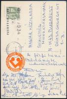 A férfi kézilabda válogatott csapat tagjainak (Gubányi, Simon, Kiss, stb.) aláírásai Jugoszláviából küldött levelezőlapon