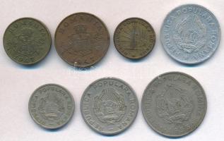 Románia 1947. 1L sárgaréz + 2L Br + 1950. 1L Cu-Ni-Zn + 5L Al + 1952. 10b Cu-Ni + 25b Cu-Ni + 1955. ...