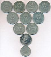 Szovjetunió 1964-1970. 1R (11x) T:2,2-
Soviet Union 1964-1970. 1 Ruble (11x) C:XF,VF