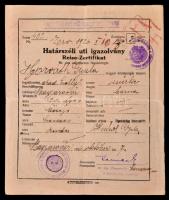 1926 Határszéli utiigazolvány határkerületbeli lakosok részére  Osztrák határ / Passport for citizens living near the Austrian border