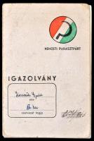 1946 A Nemzeti Parasztpárt tagsági igazolványa tagsági bélyegekkel