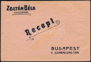 Zoltán Béla gyógyszertára, receptboríték