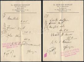 1938 Teleki Gyógyszertár, reklámos receptboríték, receptekkel