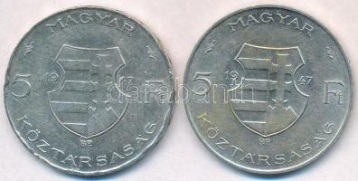 1947. 5Ft Ag "Kossuth" (2x) T:2-,3 durva ph.
Adamo F8.1