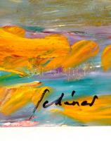 Schéner Mihály (1923-2009): Erdőrészlet. Olaj, farost, jelzett , 50×70 cm