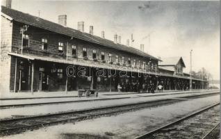 ~1930 Celldömölk, Vasútállomás, vasutasok, photo (Rb)