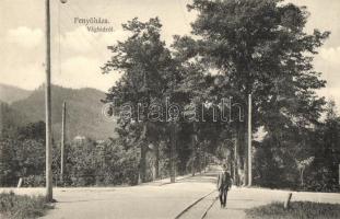 Fenyőháza, Lubochna; utcakép a Vághídról, Jahn Nándor kiadása / street view from the bridge