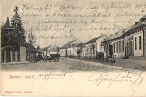 Bethlen, Beclean; Fő utca üzlettel. Kajári Ferenc kiadása / main street with shop