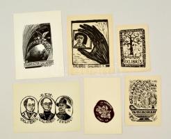 Vegyes exlibris tétel, kb. 240-250 db. Különféle nyomótechnikákkal, 13x18 cm és 5x3 cm közötti méret...