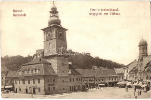 Brassó, Kronstadt, Brasov; Fő tér és tanácsháza, üzletek / main square with town hall, shops