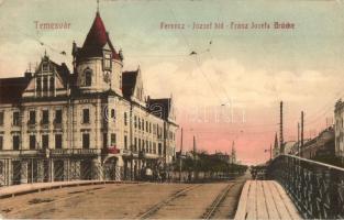 Temesvár, Timisoara; Ferenc József híd, Arany Horgony szálloda és  Kávéház / bridge and hotel cafe