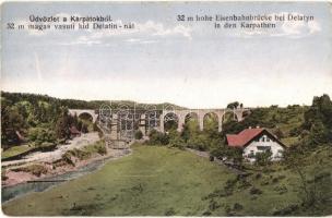Deliatyn, Delatin, Delatyn; 32 m magas vasúti híd a Kárpátokban / railway bridge, viaduct