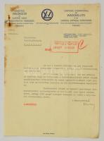 1941 Wagon-Lits Nemzetközi Hálókocsi és Európai Nagy Expressvonatok Társaság fejléces levélpapírjára írt hivatalos levél baleset ügyében