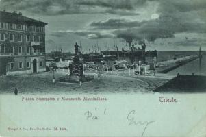 1899 Trieste, Piazza Giuseppina, Monumento Massimiliano / square, monument, night