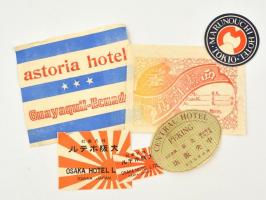 cca 1950-1970 6 db főleg kínai és japán hotelcímke. / Chinese, Japanese hotel / baggage labels.