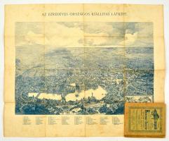 cca 1896 Budapest Székesfőváros Tervrajza, és Útmutatója, a térkép hátoldalán az Ezredéves Országos ...