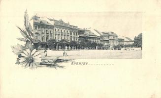 Eperjes, Presov; utcakép / street view, Art Nouveau, floral