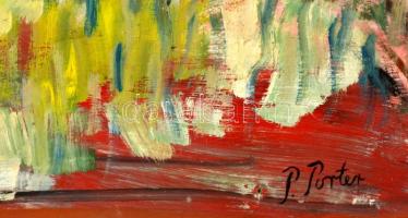 Porter jelzéssel: Virágzó fák. Olaj, farost, keretben, 58×50 cm