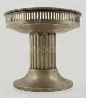 Dekoratív tükrös alpakka kínáló, jelzett, d: 16 cm, m: 15 cm