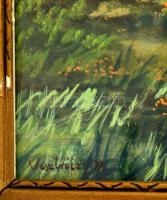 Vesztróczy jelzéssel: Patak part. Tempera, karton, üvegezett keretben, 38×47 cm