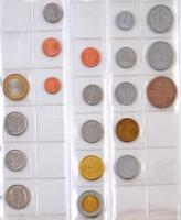 119db-os vegyes fémpénz tétel albumba rendezve, közte Magyarország, Kínai Népköztársaság, Ciprus, Ho...