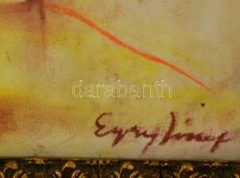 Egry jelzéssel: Vitorlások a parton. pasztell, papír, üvegezett keretben, 41×31 cm