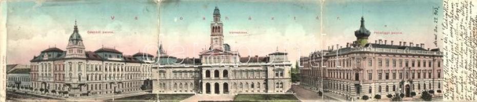 11 db RÉGI magyar és történelmi magyar városképes lap, közte egy 3-részes Arad panorámalap / 11 pre-...