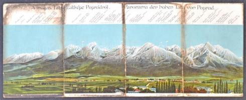 Tátra, A Magas Tátra látképe Poprádról, 4-részes panorámalap / Panorama der hohen Tatra von Poprad / 4-tiled panoramacard (r)