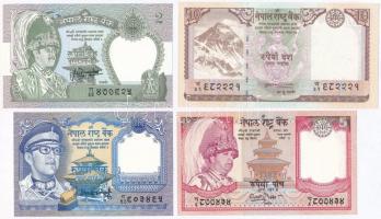 Nepál 1974. 1R + 1981-. 2R + 2002. 5R + 2013. 10R T:I,I- Nepal 1974. 1 Rupee + 1981-. 2 Rupees + 2002. 5 Rupees + 2013. 10 Rupees C:UNC,AU Krause 22, 29, 45