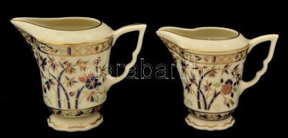 Zsolnay bambusz mintás mokkás és teás készlet, kézzel festett, jelzett, hibátlan, összesen: 17 db