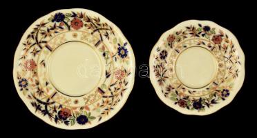 Zsolnay bambusz mintás mokkás és teás készlet, kézzel festett, jelzett, hibátlan, összesen: 17 db